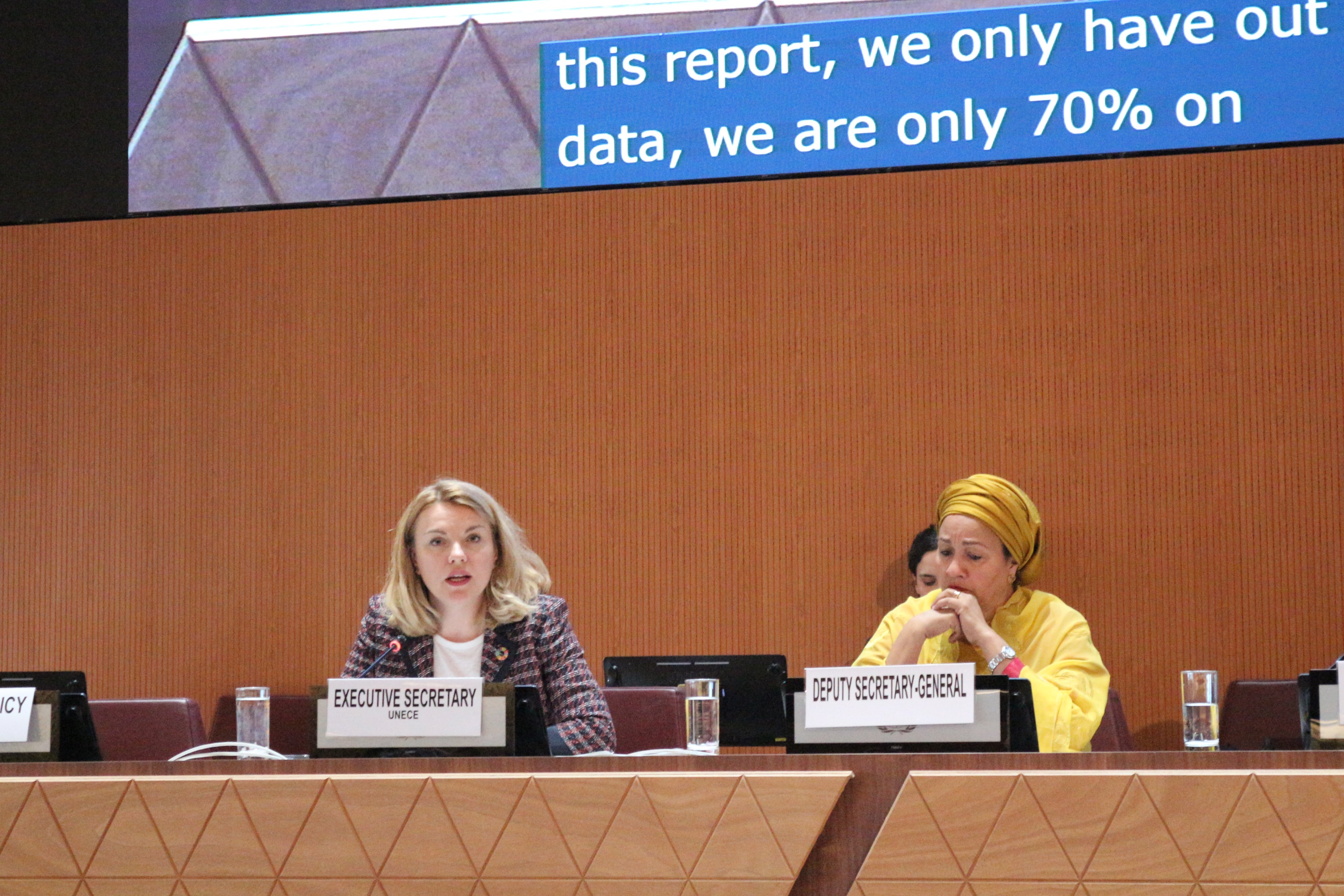 Tatiana Molcean (left), Executive Secretary of UNECE, calls for intensified efforts to increase women’s participation at the decision-making levels in the region. Photo: UNECE