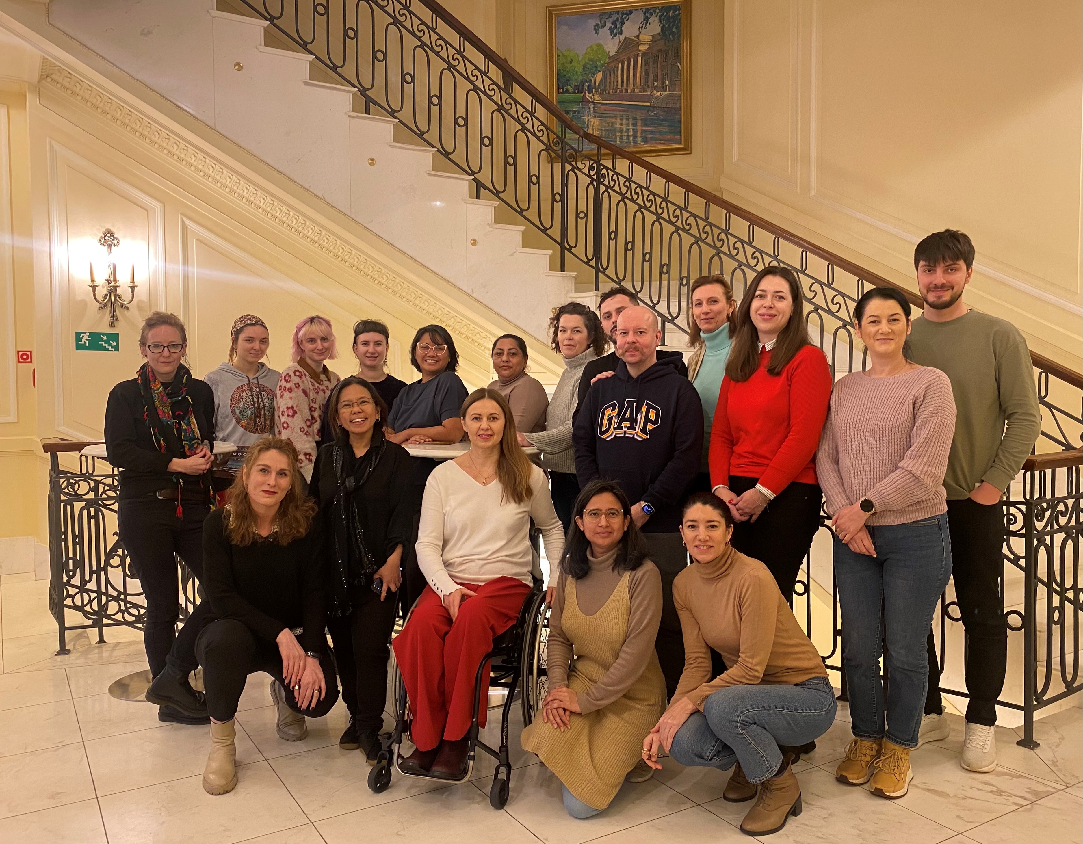 17 representatives from local WLO/WROs and LGBTIQ+-led organizations Poland, Slovakia, Moldova and Romania meet in Warsaw to identify new and effective approaches to resource mobilization in the changing funding landscape. Photo: UN Women