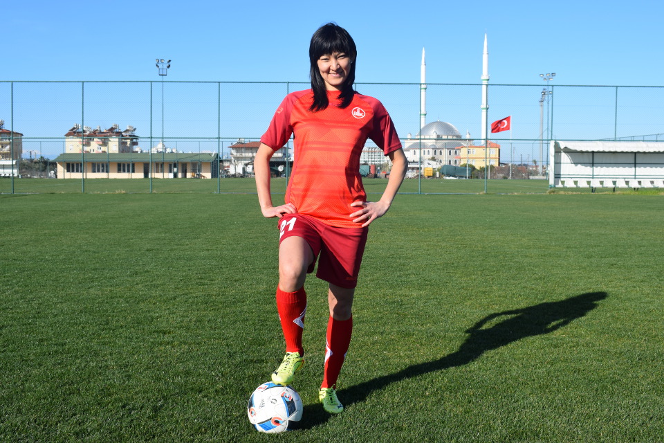 Begaim Kirgizbaeva,football player. Photo: Madina Shoikina