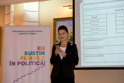 Alina Zotea, a 28-year-old MP, says that she was able to conduct social media campaigns after the workshop. UN Programme `Women in Politics`/ Dorin Goian
