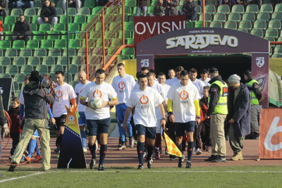 Football players in Bosnia say NO to violence against women before the Premier League matches; Photo: FK Sarajevo