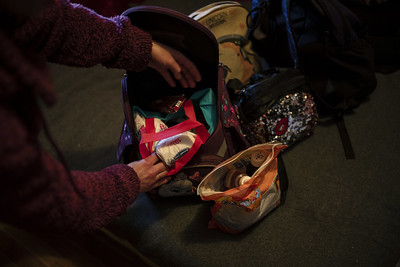 Albina shows 4 backpacks, which are all what they could take them when fleeing from Mikolayev. Inside, only medicines and their documents. Drochia, Moldova. Photo: UN Women