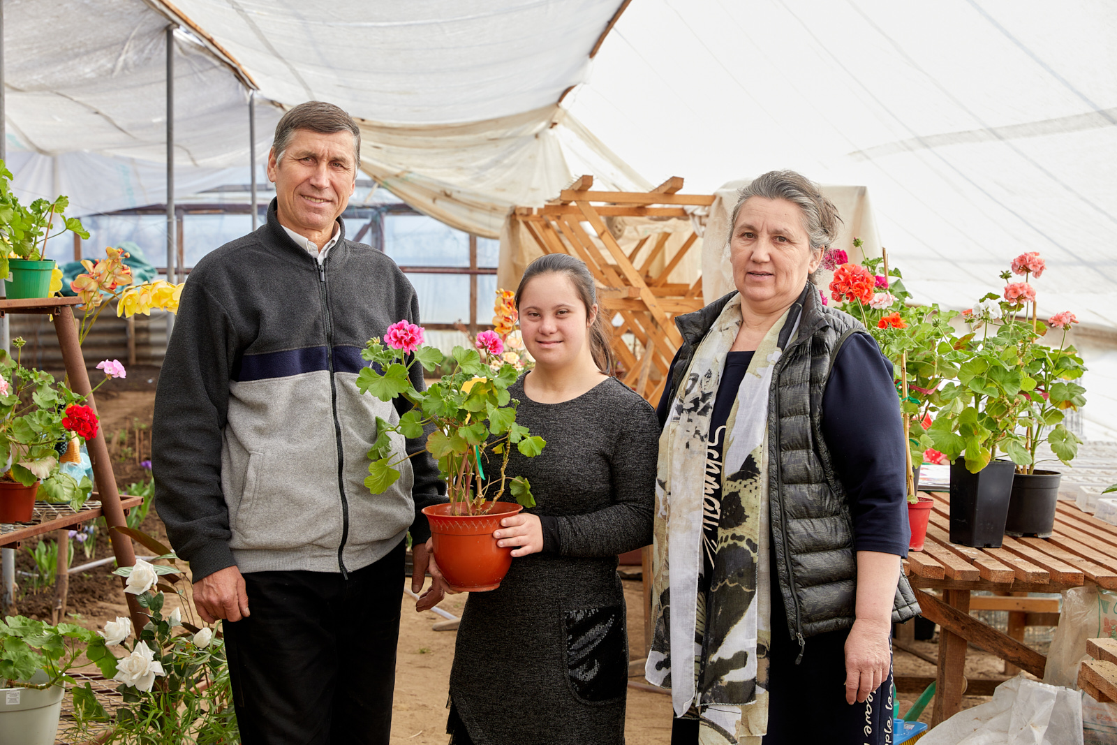 Daniela’s father built the greenhouse where she grows her flowers. Photo: UN Women/Aurel Obreja