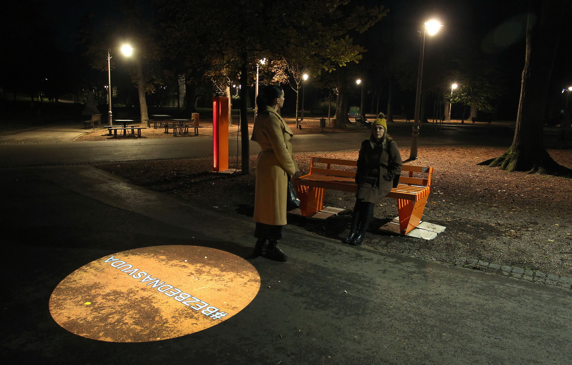 Visitors interact with the public exhibition at the Kalemegdan Park in Belgrade, Serbia.