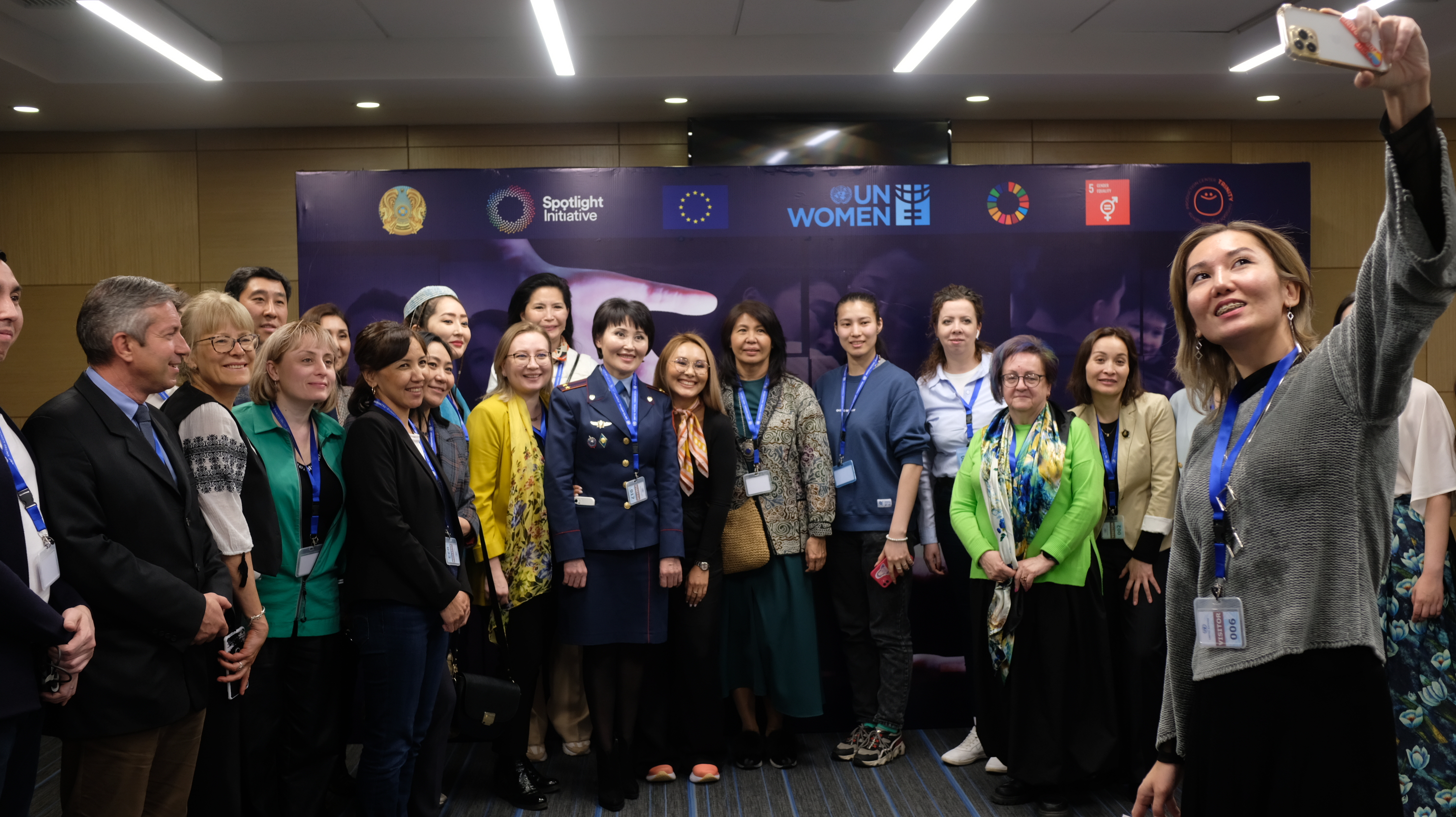The official launch of the docudrama series at UN Plaza in Almaty, was attended by civil society organizations, experts, media and national partners on 18 April 2022. Photo: UN Women Kazakhstan/Zarina Assanova.