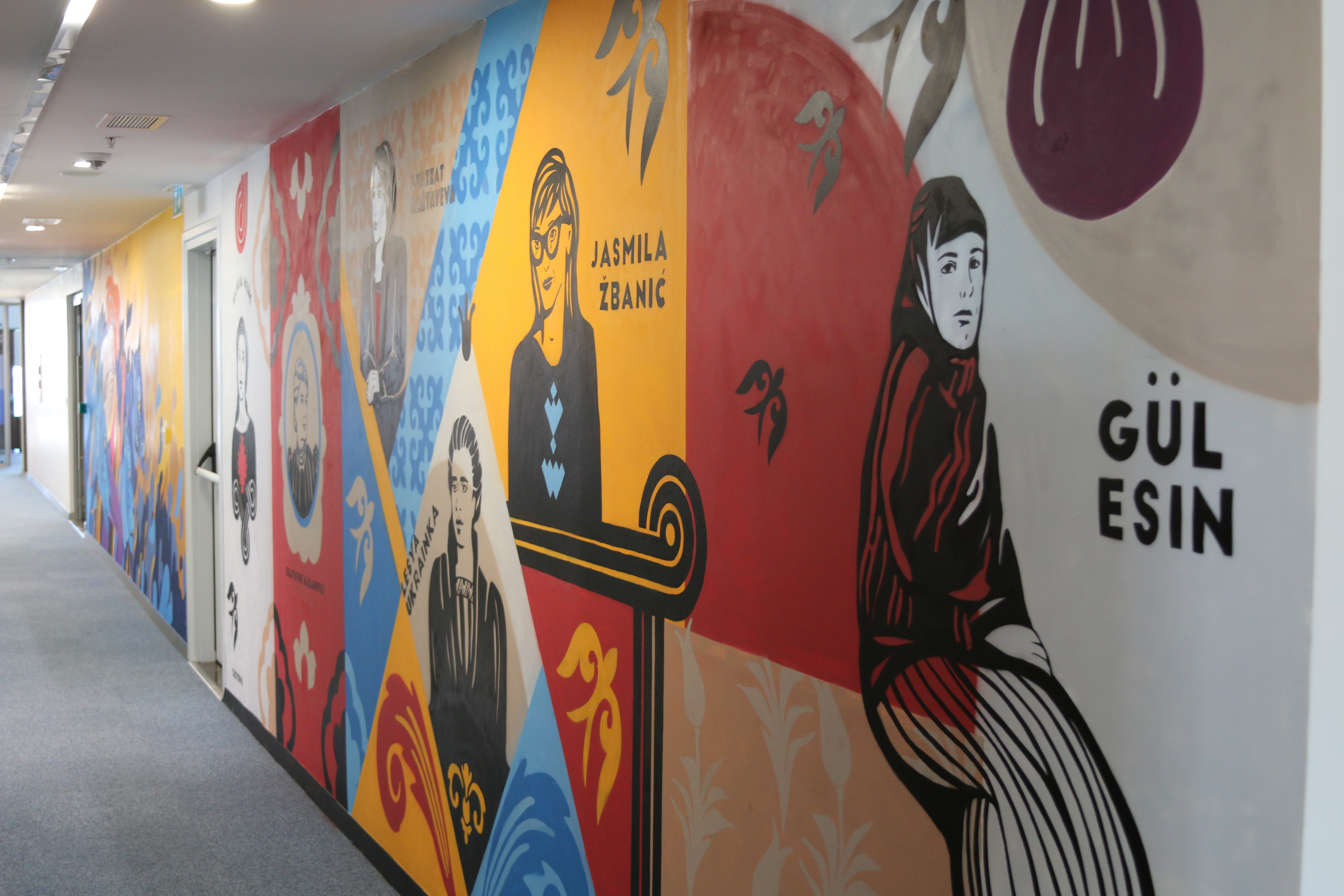 Mural illustrating trailblazing women's rights activists from Europe and Central Asia, painted by artist Tina Chertova. Photo: UN Women