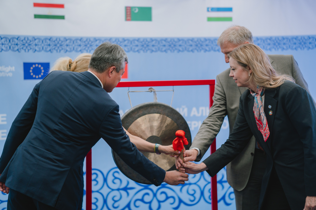 Resounding gong marks official opening the Central Asian Alliance to End Gender-Based Violence. 
