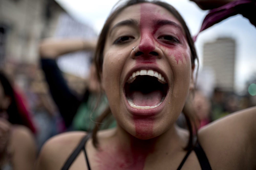 Activist on a march against gender-based violence