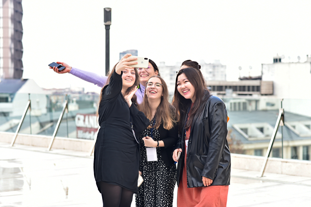 Youth pose for a selfie during the Generation Equality Regional Youth Forum that took place in December 2022 in Istanbul.