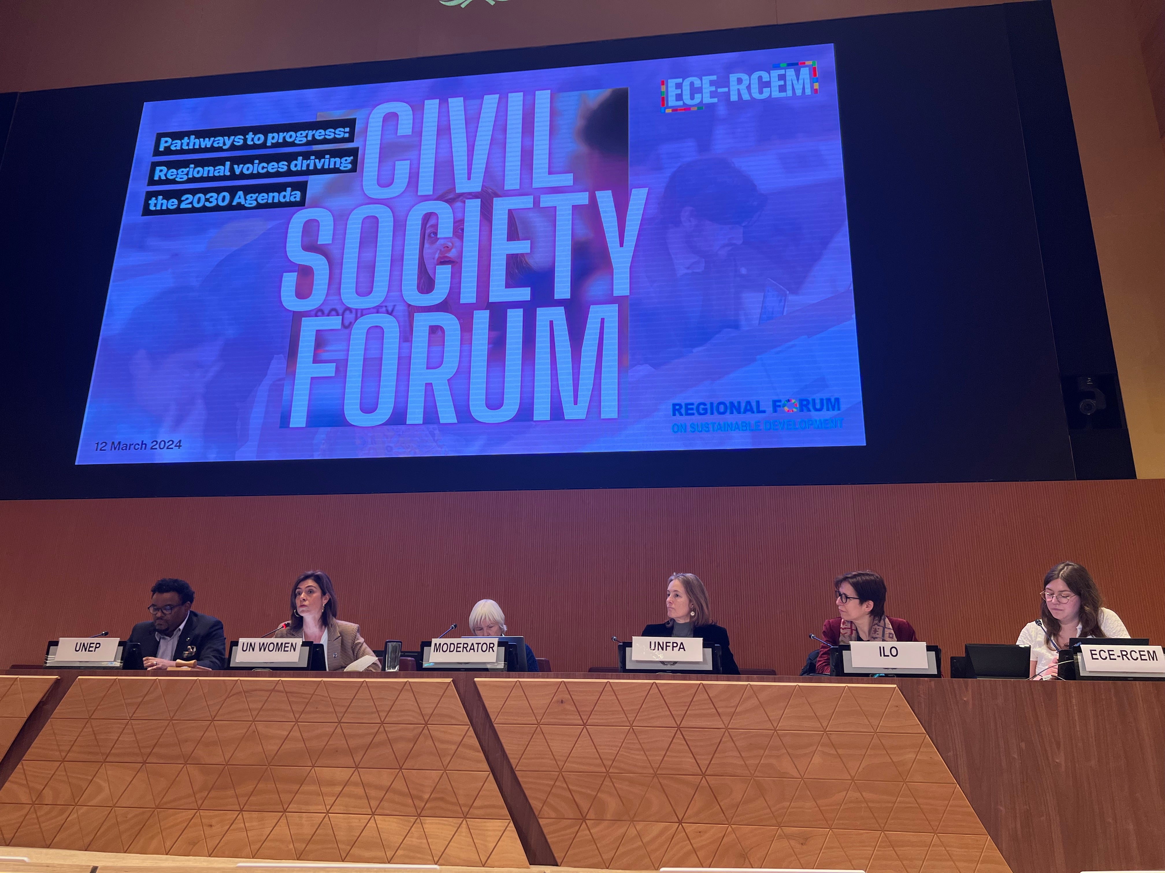 Belen Sanz, the UN Women Regional Director for Europe and Central Asia, joins the Civil Society Forum ahead of RFSD 2024. Credit: UN Women