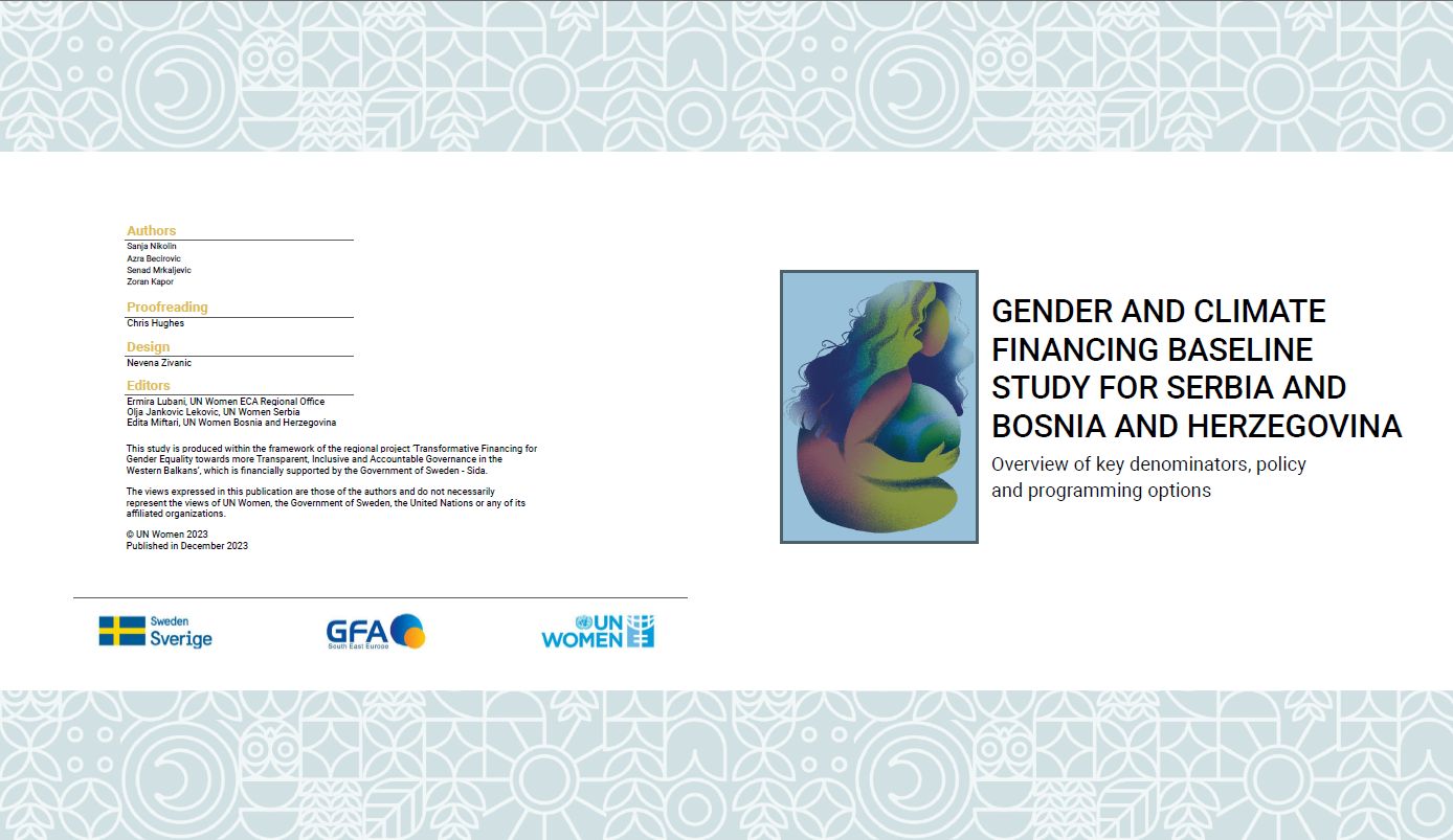 Gender and Climate Financing Baseline Study for Serbia and Bosnia and Herzegovina
