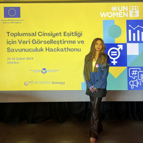 Şule Eraltay at the Data Visualization and Advocacy for Gender Equality Hackathon. Photo: Tandans Data Science Consulting