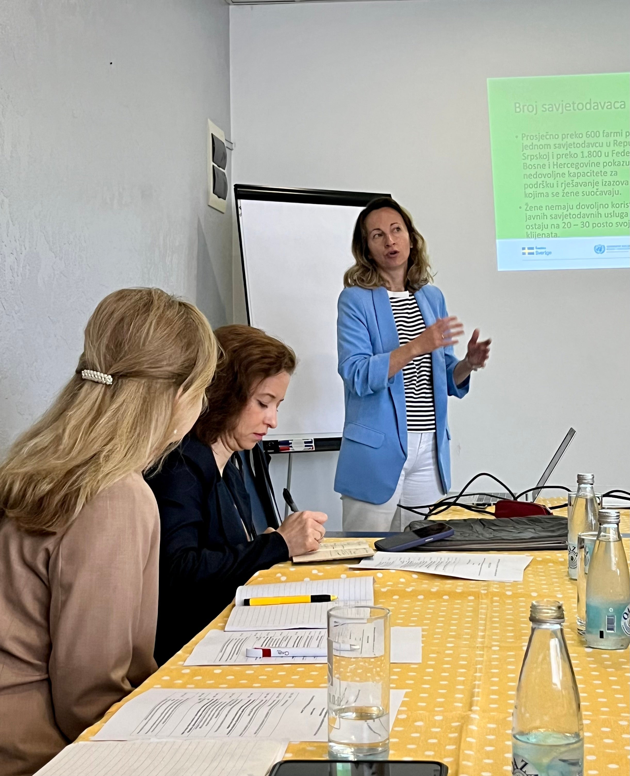 Gordana Rokvić Knezić, national consultant for gender issues, discussed how to implement gender-sensitive programs to support rural women at these levels with local representatives.