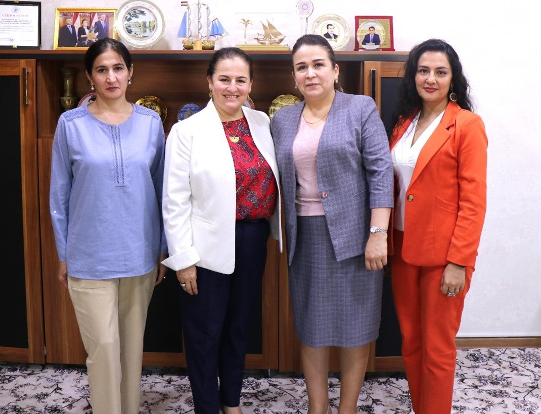 UN Women Deputy Regional Director for Europe and Central Asia, Elisa Fernandez Saenz met with the Head of the Committee on Women and Family Affairs of Tajikistan, Banufsha Faiziddinzoda. Photo: UN Women