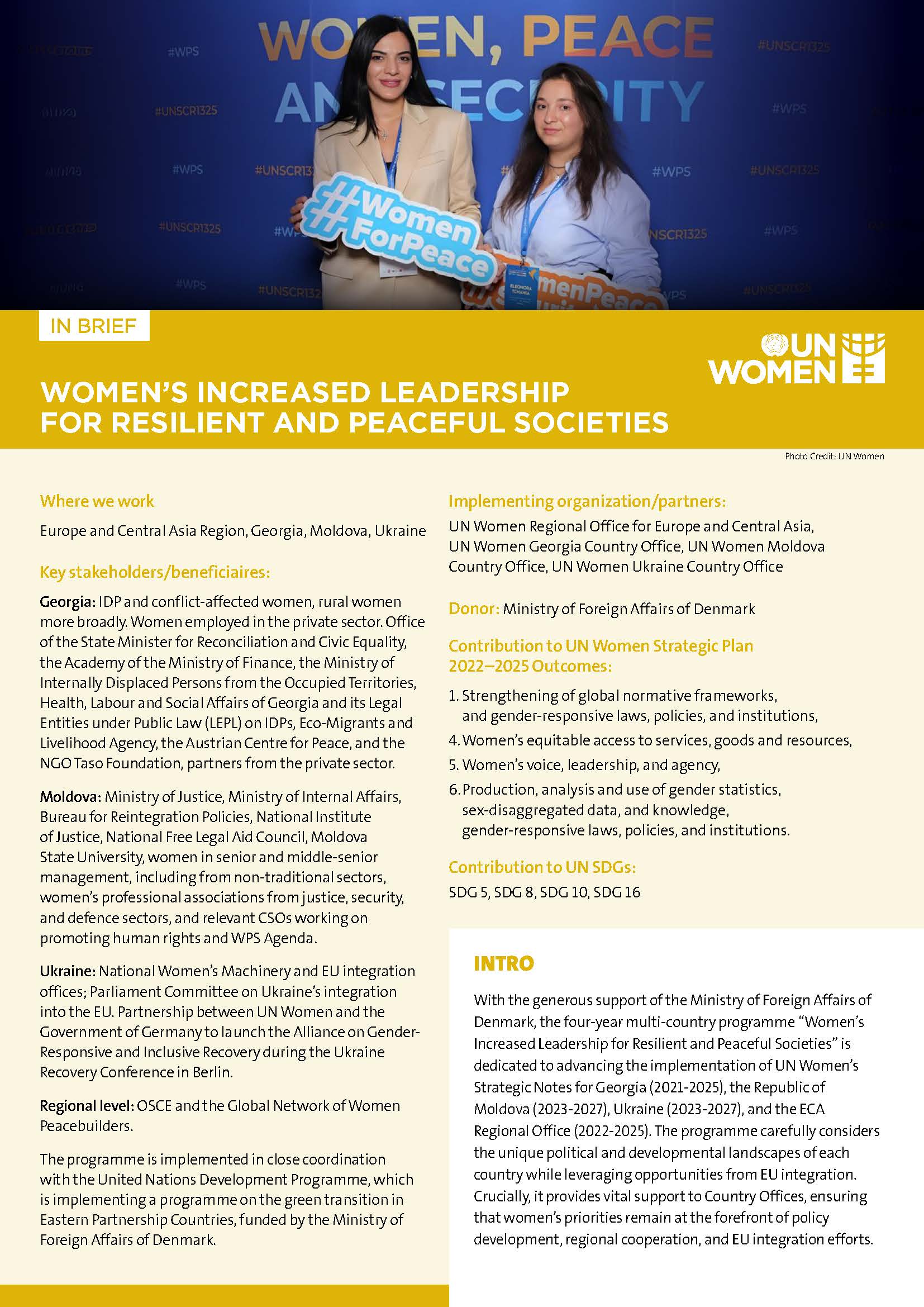 Women's Increased Leadership for Resilient and Peaceful Societies