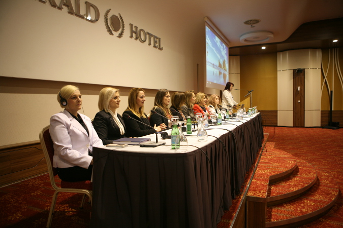 The 12 board members of the Association of Women in the Kosovo Police at the annual assembly meeting on February 10, 2016. Photo credit: AWKP/Teuta Bajgora Jasiqi