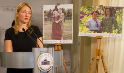 #9032 – Maria Ionova, Member of Parliament and co-chair of the Parliamentary Caucus for Equal Opportunities, at the press briefing in Verhovnaya Rada (Parliament) of Ukraine