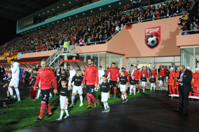 During the World Cup Qualifiers match between Albania Vs. Spain, HeForShe solidarity movement was echoed amid thousands of football fans in 'Selman Stermasi’ Stadium – Shkoder. Photo: LSA
