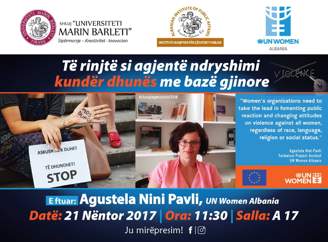 Albania-Youth against GBV-Open Discussion-November 21st-Tirana-"Marin Barleti" University. Photo Credit: “Marin Barleti University” 