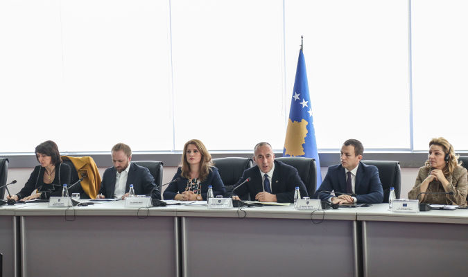 Prime minister of Kosovo, Ramush Haradinaj addressing in the government-organized meeting on 30th of January 2017. Photo: Petrit Rrahmani