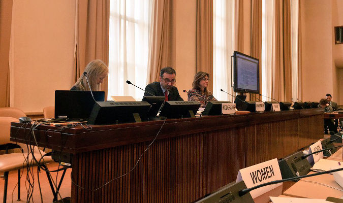 Michele Ribotta at the Civil Society Pre-Meeting ahead of the Regional Forum on Sustainable Development for the UNECE Region in Geneva.  Photo WECF International