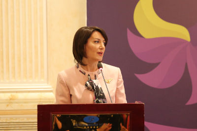 Atifete Jahjaga, former President and Founder of the Jahjaha Foundation, opens the international conference with welcoming remarks. Photo: Jahjaga Foundation