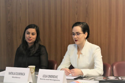 Natalia Duminica, Roma women’s rights activist and Lejla Omerovic, “IT Girl” from Bosnia and Herzegovina at Side Event on education and gender equality. UN Women/Gizem Yarbil Gurol