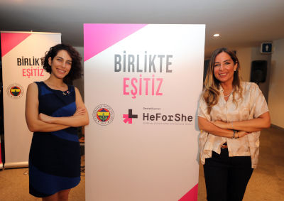 Sinem Aydın (left), HeForShe Coordinator, UN Women Turkey and Simla Türker Bayazıt (right), Board Member of Fenerbahçe Sports Club. Photo: Fenerbahçe Sports Club