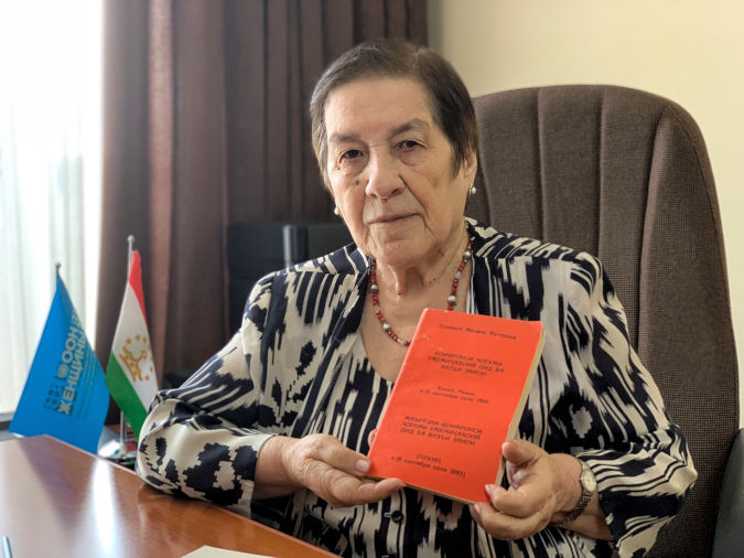 Guljahon Bobosadykova, Chairperson of the Tajik coalition, From Equality de Jure to Equality de Facto. Photo: UN Women Tajikistan/Sabrina Ahmadzoda