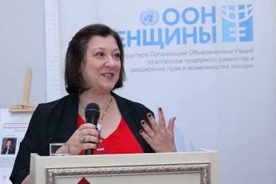 Alia El-Yassir, UN Women Regional Director for Europe and Central Asia at the opening of the second Subregional Consultations for Central Asia, Bishkek, Kyrgyz Republic. Photo: UN Women/Marlis Esenakulov