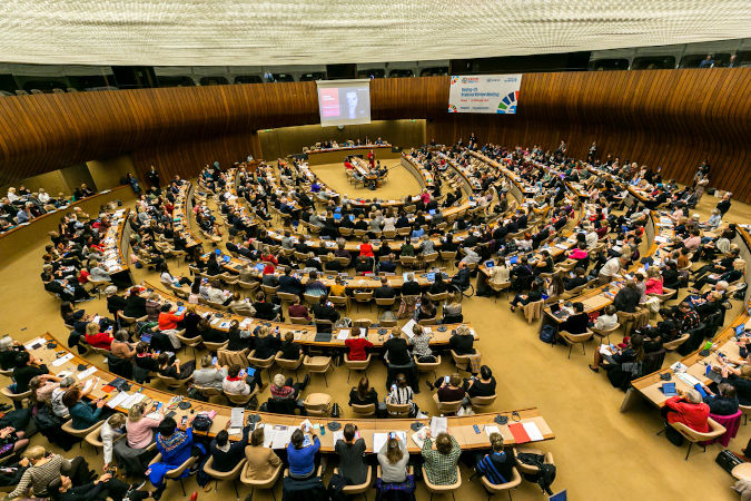 More than 700 key stakeholders gathered in Geneva to take stock of progress in gender equality. Photo: UN Women/Antoine Tardy