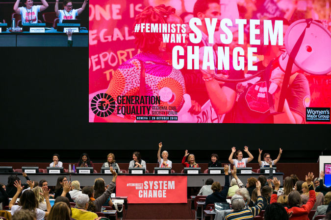 450 women’s rights activists came together at the Beijing+25 to call for urgent action on gender equality. Photo: UN Women/Antoine Tardy