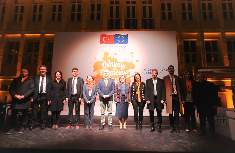 Gaziantep Arts Center brought together Ms. Fatma Şahin - Mayor of Gaziantep, Mr. Alvaro Rodriguez – Officer in Charge for UN Turkey, and Ms. Asya Varbanova - UN Women Turkey Country Director. Photo: UN Women