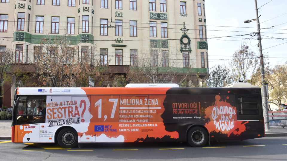 UNwomen launches street campaign to improved safety of Women in Serbia. Photo: UN Women/