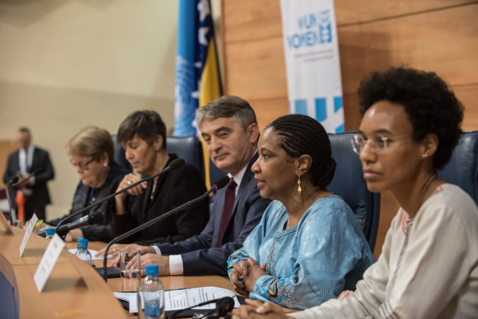 Ms. Mlambo-Ngcuka and Mr. Komšić participated in the official opening of the UN Trust Fund to End Violence Against Women Global Grantee Convention. Photo: UN Trust Fund 