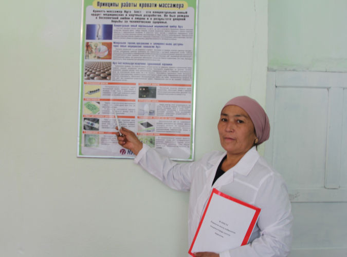 Davbekova Ashyrguyl at the medical service center in Ortoboz, Aktatyr municipality. Photo: UN Women/Tilebaldieva Kiyal