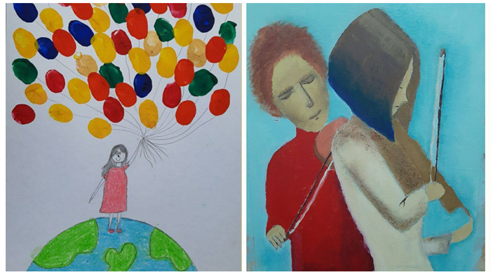 Left: The winner in the most creative drawing category by Kulova Amina, 6 y.o. Right: The winner in the Best drawing category by Varvara Akymycheva, 12 y.o.