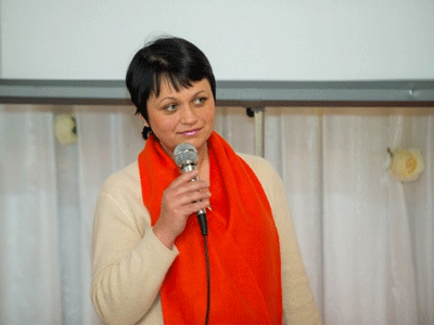 Rodica Carpenco speaks at the opening event of the "16 days of activism against gender-based violence" campaign in 2016. Photo: UN Women Moldova/Dorin Goian