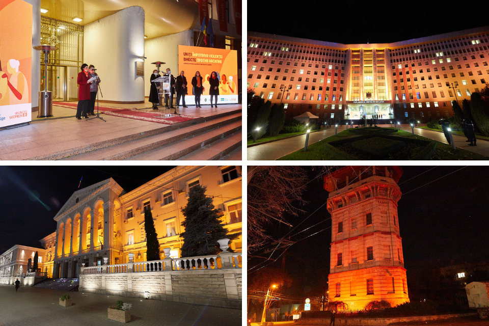 UN Women Moldova launched oranging the public buildings in several locations of the country.