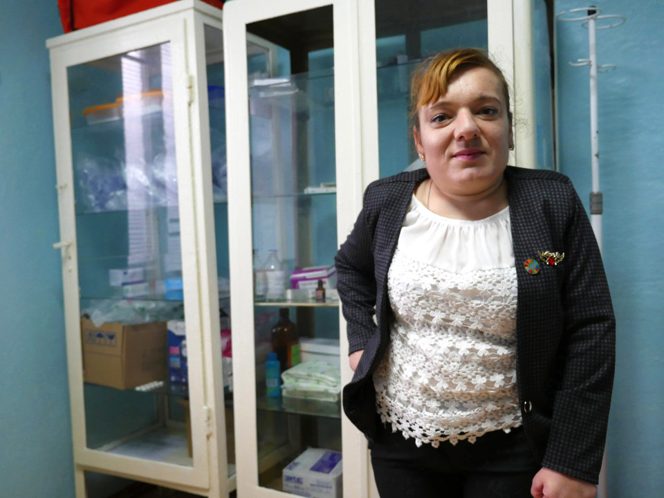 Elena Crasmari, who stands in her village’s medical centre, ran for local counselor as an independent candidate