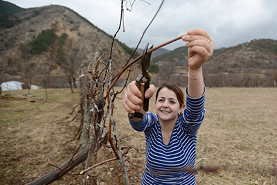 Saudita Marku runs a guest house for tourists and also a bee-keeping business in north Albania. Photo: UN Women Albania