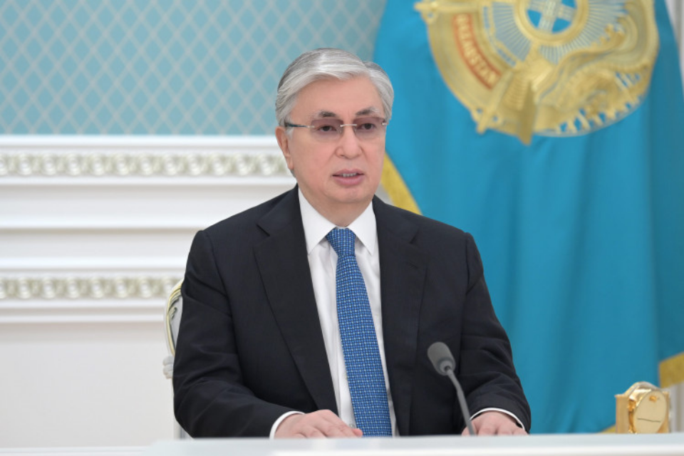 President of Kazakhstan Kassym-Zhomart Tokayev giving a speech at the Generation Equality Forum. Photo: Akorda.kz