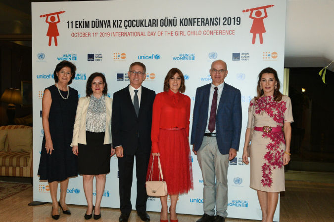 Representatives of UNICEF, UNFPA, UN Women and Aydin Dogan Foundation at the 5th International Day of the Girl Child Conference, 11 October, 2019. Photo: Aydın Doğan Foundation   