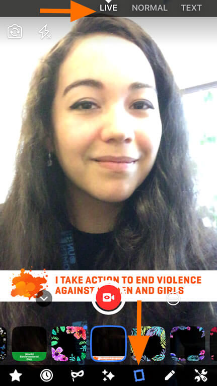 Facebook Live filter - Orange - 16 Days of Activism against Gender Violence