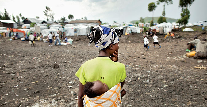 A scene from the Mugunga IDP camp in the outskirts of Goma, in the Democratic Republic of the Congo on the 17th of December 2012.  Photo: MONUSCO/Sylvain Liechti