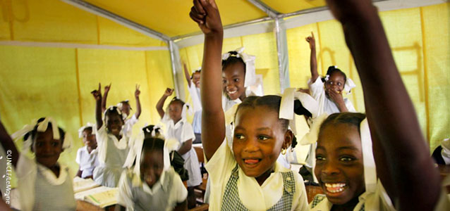 Girls in school in Haiti. UNICEF image.