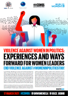 Flyer for the event titled ""Violence against women in politics: Experiences and ways forward for women leaders""