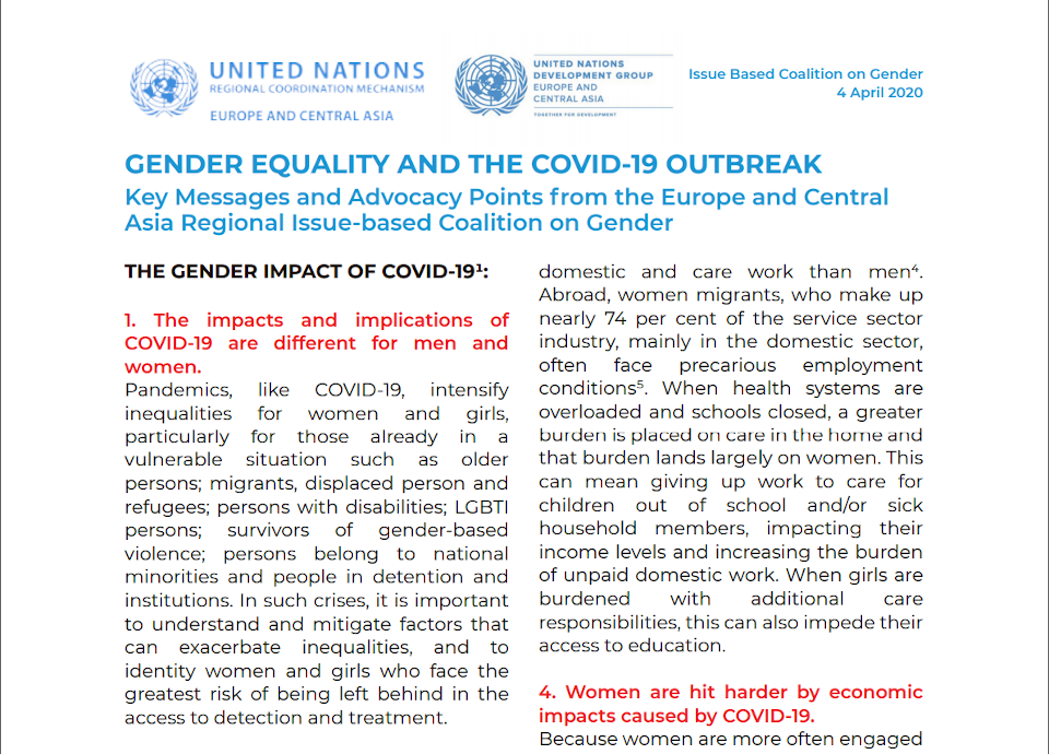 Gender equality and COVID19 outbreak